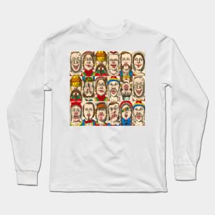 Comic faces of emotional humans Long Sleeve T-Shirt